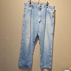 Wrangler 13MWZ GK Cowboy Cut Straight Leg Light Wash Jeans Size 36
